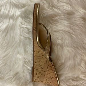 Women’s gold cork wedge sandals